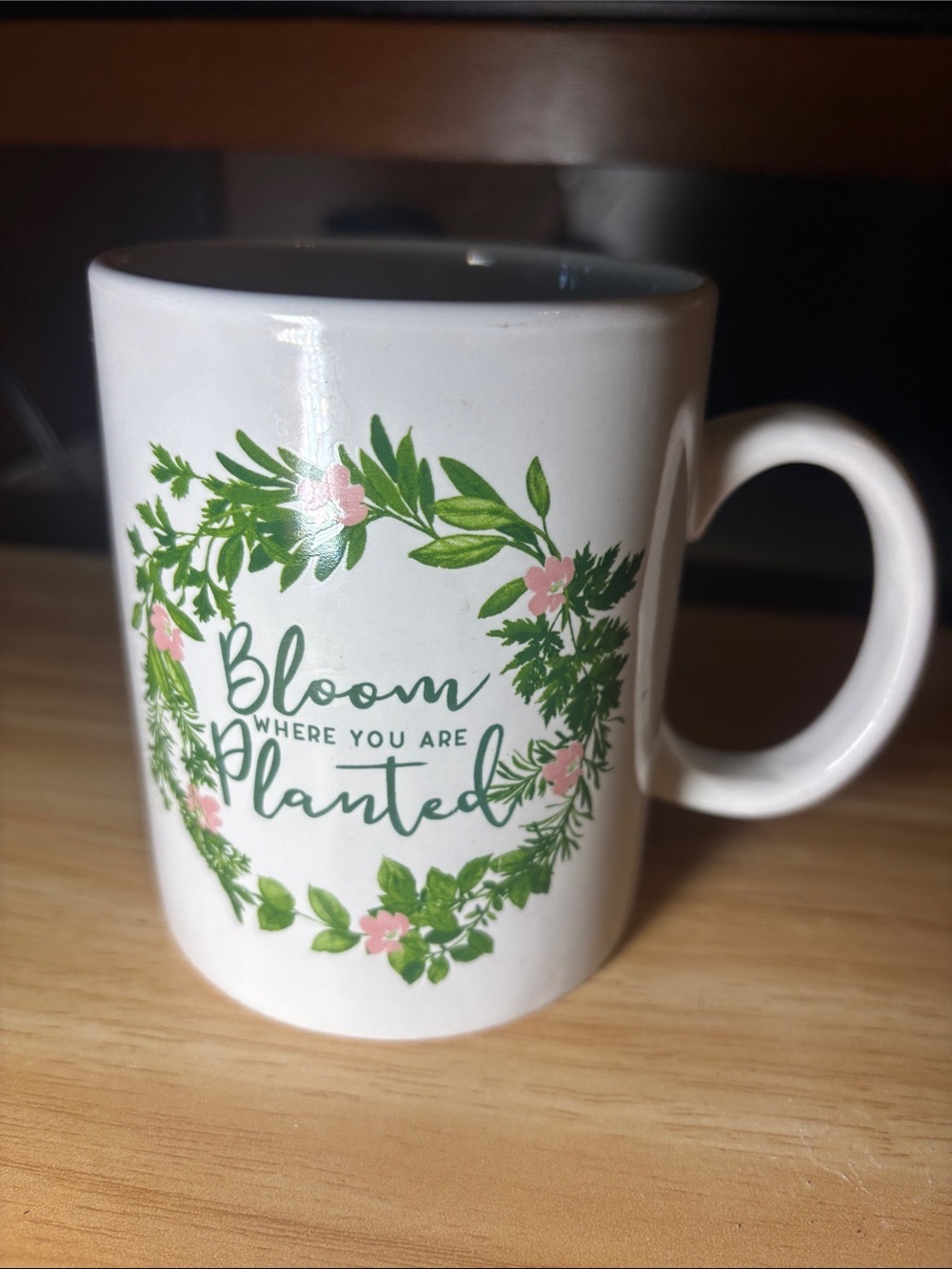Royal Norfolk White Floral "Bloom Where You Are Planted" Mug
